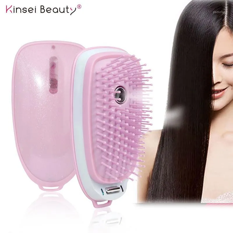Nano Spray Electric Ionic Hair Brush Negative Ions Round Hair Comb