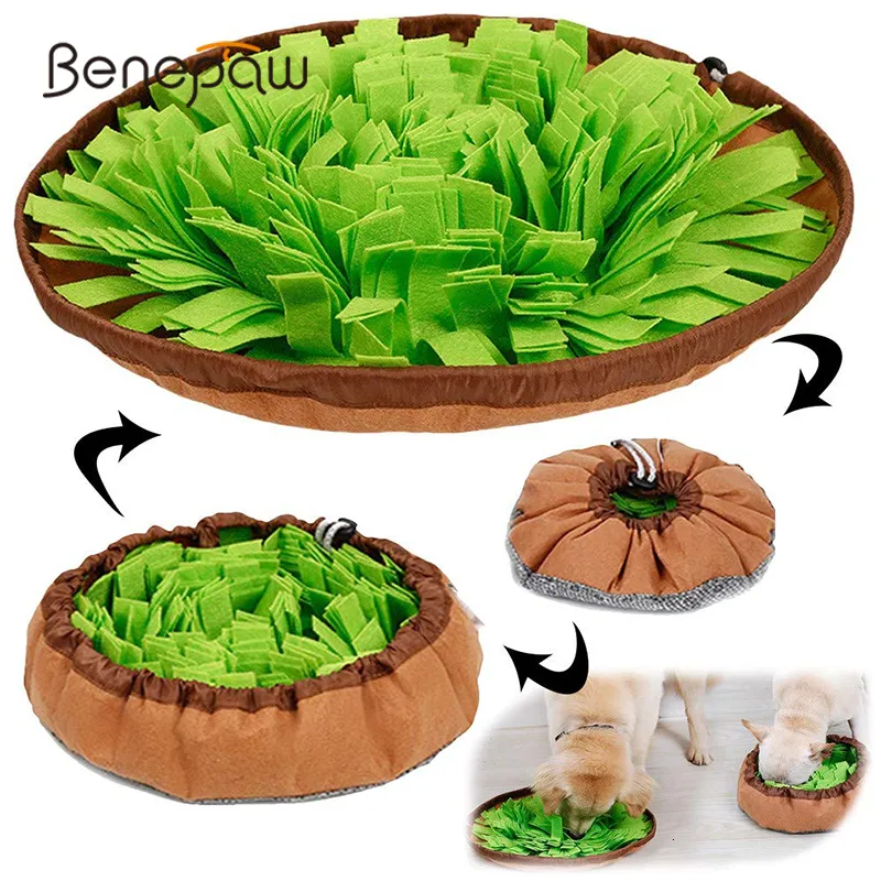 Benepaw Interactive Dog Puzzle Toys Encourage Natural Foraging Skills Portable Nonslip Pet Snuffle Mat Slow Feeder Easy To Clean LJ201028