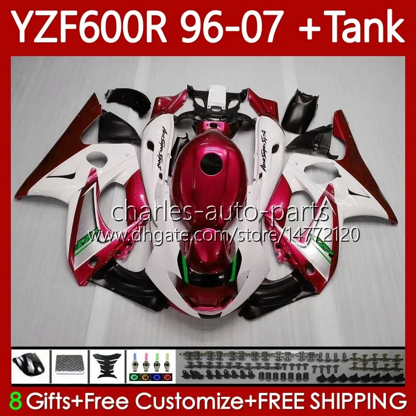 Bodys + Tanque para Yamaha YZF600R Thundercat YZF 600R 600 R Metal Red 96-07 Bodywork 86NO.47 YZF-600R 96 97 98 99 00 01 02 07 YZF600-R 1996 2003 2007 2006 2006