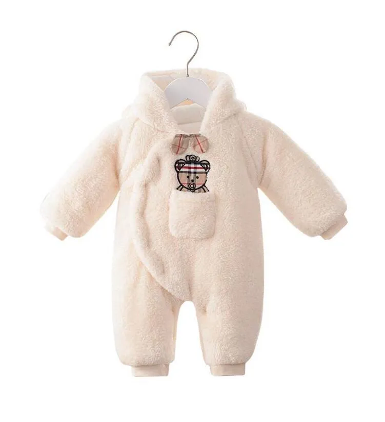 De boa qualidade Macacões recém-nascidos do bebê dos macacos de inverno de outono Cashmere onesies para meninos e meninas engrossado macacões quentes infantis sacos de dormir