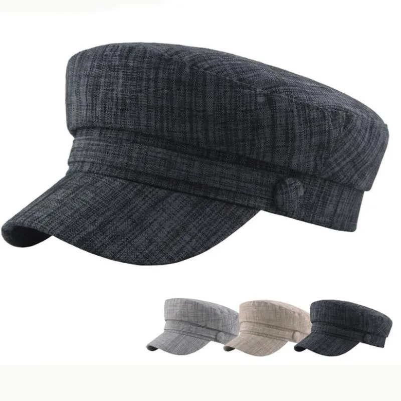 Wiosna Lato Mężczyźni Kobiety Cap Płaski Top Sailor Kapitan Cap Bawełniany Linen Beret Mężczyźni Kobiety Newsboy Artist Malarz Beret