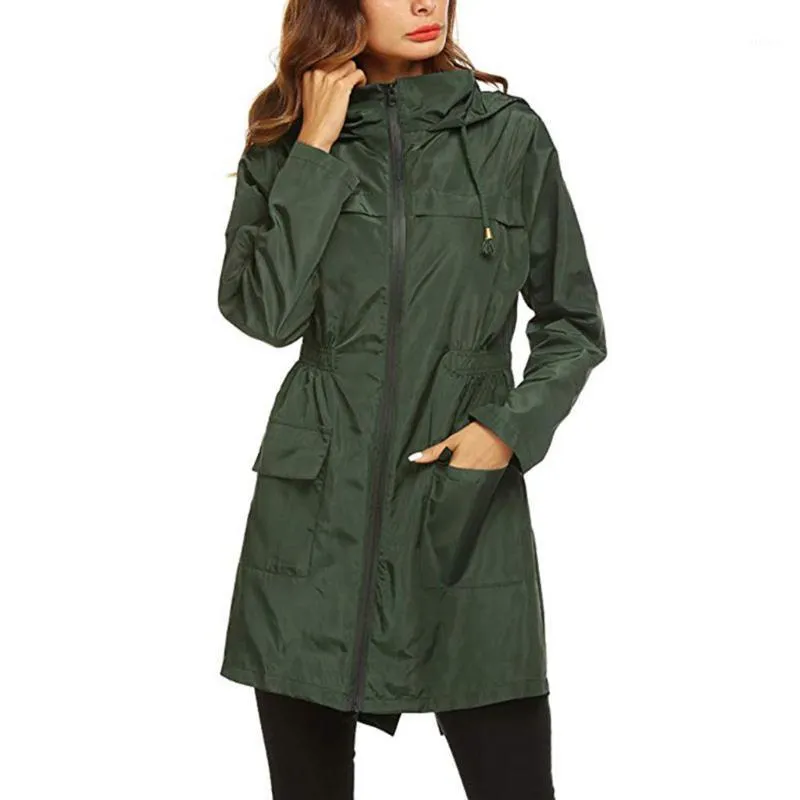 Impermeabile lungo da donna Cappuccio antivento impermeabile da donna Cappotto antipioggia sottile Poncho Giacche Donna Chubasqueros Mujer Capa De Chuva1