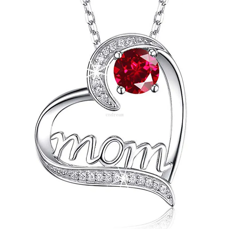 Women Diamond Heart mom necklace Love Heart pendant fashion jewelry mother day gift will and sandy