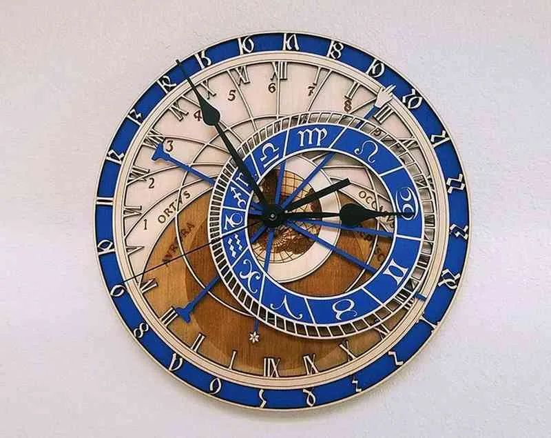 シンプルなヨーロッパの壁掛け時計星座天文ミュート壁掛け時計モダンなデザイングラスリロイデパレート家の装飾ステッカーH1230