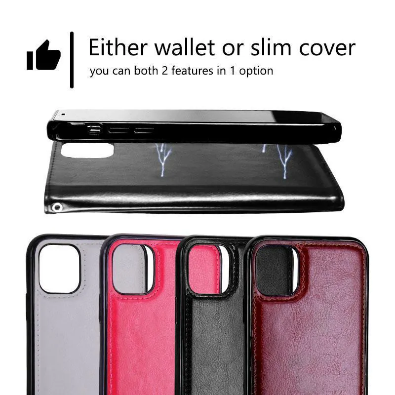 Cyberstore Phone Case Leather Wallet Case Magnetic 2in1 Detachable Cover Cases For iPhone 11 Pro xs Max 7 8 Samsung Note10 S10 Plus