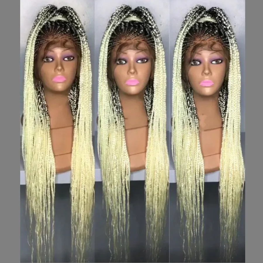 New 13X4 Lace Frontal Box Braid Wig With Baby Hair Hand Braided Black/ Burgundy/Blonde Cornrow Braided Wig Twist Glueless Braided Wigs For African  Women From Newbeautyhair6, $24.28