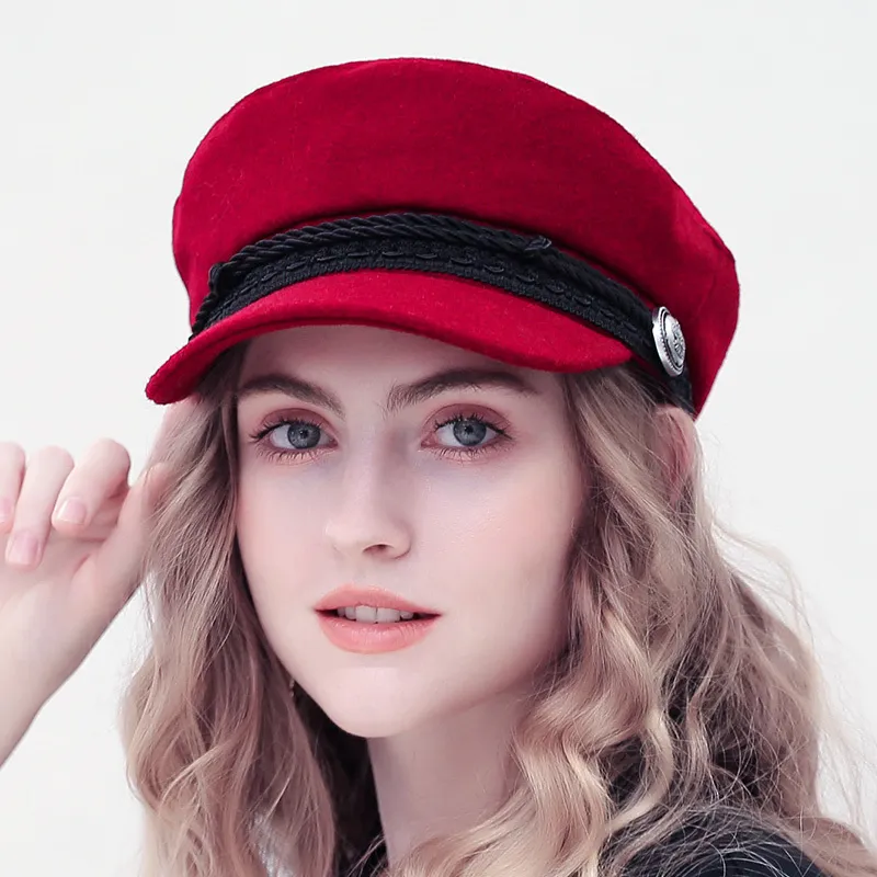 Winter Baseball Cap Women French Style Wool Baker's Boy Hat Cap Cool Hats Womens Baseball Hats Black Visor Hat Casquette 2010264T