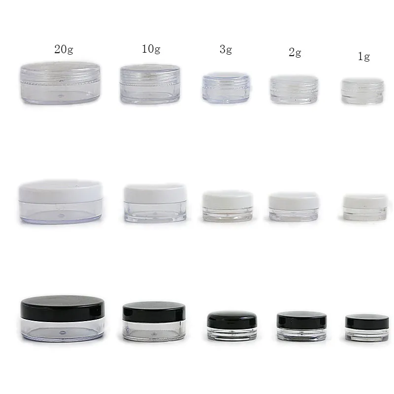 1000 x 1g 2g 3g 10g 20g Refillerbar flaskor Travel Face Cream Lotion Cosmetic Container Plast Makeup Jar Pot Containers