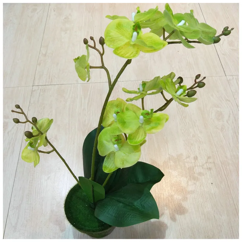 JAROWN Artificial Real Touch Latex Butterfly Orchid Flores 3 Branch 15 Head Band Leaf Fake Flower Wedding Decor Home Decorations (13)
