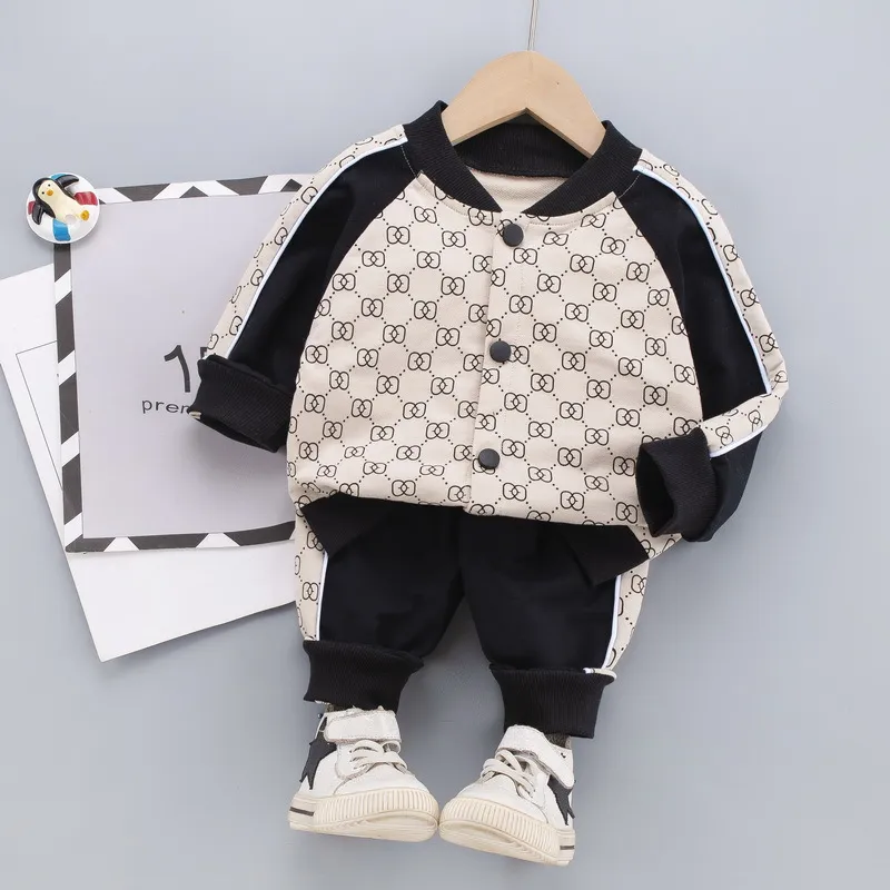 Printemps enfant garçon fille vêtements marque survêtement décontracté à manches longues lettre manteau ensembles vêtements pour bébés bébé pantalon 1 2 3 4 5 ans