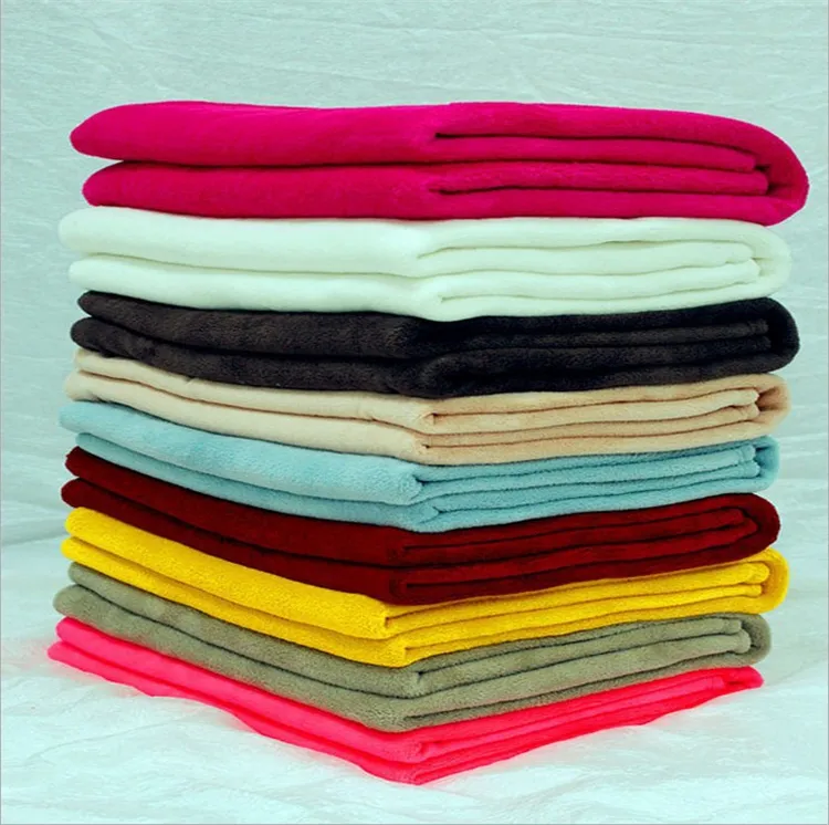 Newest Solid Colors Blankets Warm Flannel Polyester Fiber Blankets Soft