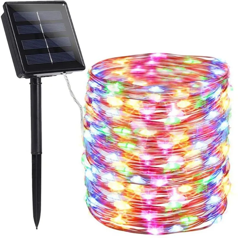 Strängar IP44 Vattentät Garden Party Holiday Bröllop Juldekoration Solar Koppar LED String Lights Outdoor Garland Gardin