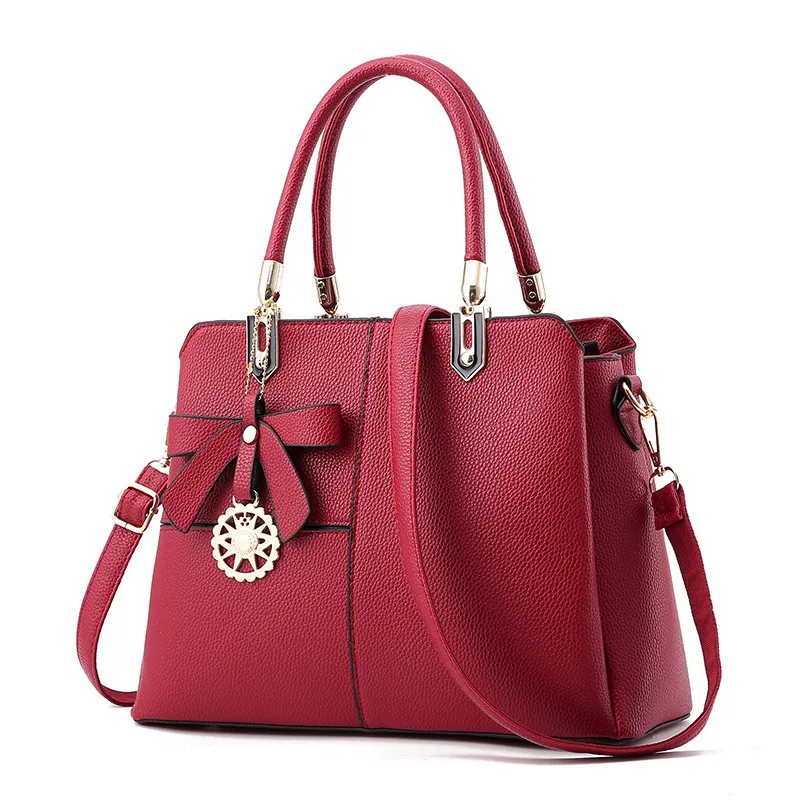 HBP Totes Sacs Sac à main Sac à main Femme Sacs à main PU Sac à bandoulière en cuir Lady Purses WineRed Color