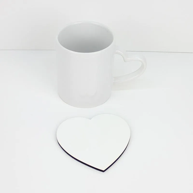 Sublimation Blank Wooden Cup Mat Heat Transfer Romantic Heart Shaped Coaster Home Desktop Decoration DIY Gift