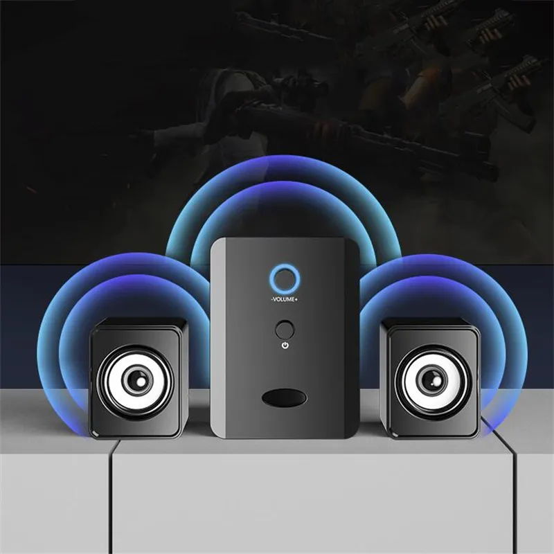 USB Wired Combination Speakers Desktop Laptop Sound Box Bass Stereo Music Player SubwooferPhones Computer Set7952126