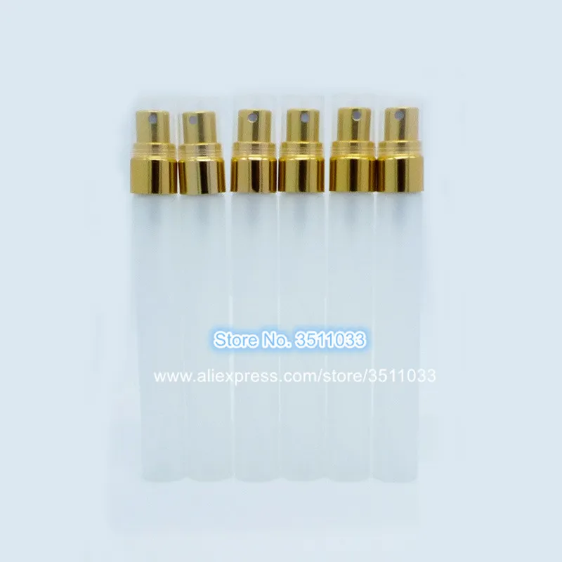 10 ml Leere Milchglas Spray Flasche Tragbare Gold Kappe Parfum Nachfüllbar Parfüm Probe Zerstäuber Container 18 teile/los