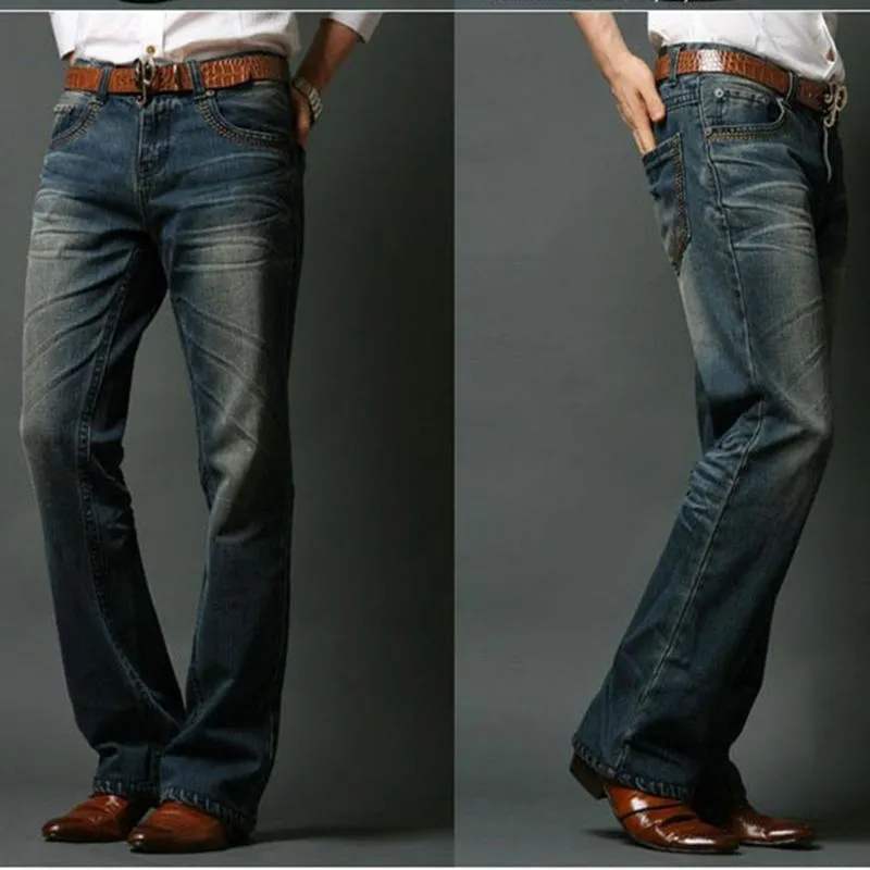 ICPANS Mens Flared Jeans Bootcut Boot 컷 청바지 남성 다리 맞는 클래식 데님 플레어 빈티지 남성 스트레이트 바지