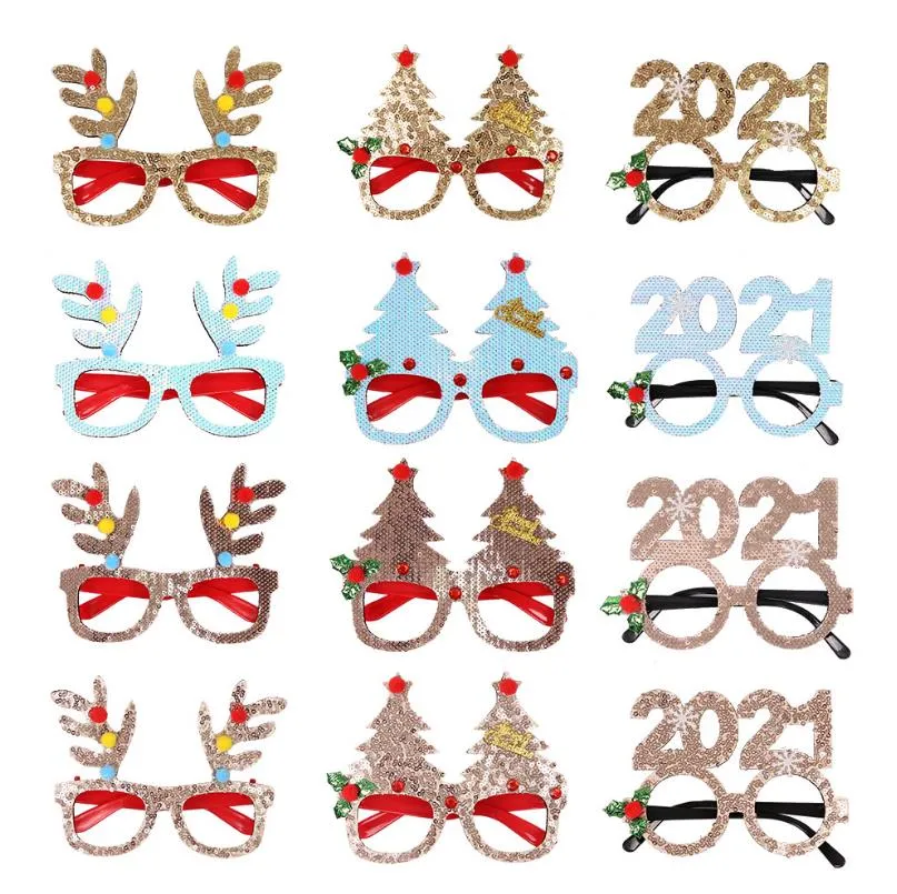 Óculos de sol Santa Eye Óculos de orelha de árvore novidade Armação adereços para fotos Vestido extravagante de Natal Vestuário de festa de Natal