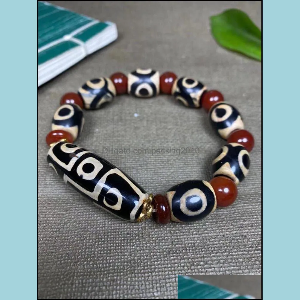 Factory Wholesale Agate Three-Eye Tibet Beads Bracelet Mens Tibet Beads Agate Bracelet Wholesale Live Supply