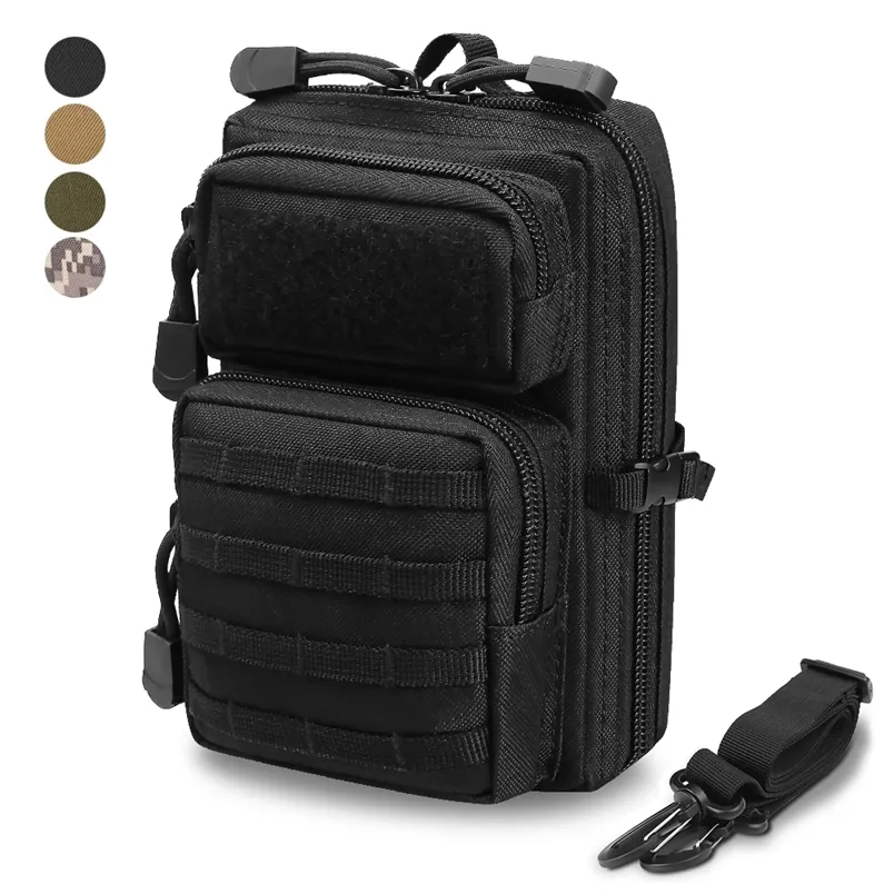 Taktik Molle Kılıfı Omuz Çantası Askeri Sling Çanta Spor Çanta Crossbody Paketi EDC Kılıfı Telefon Kılıfı Seyahat Kamp Avcılık 211224