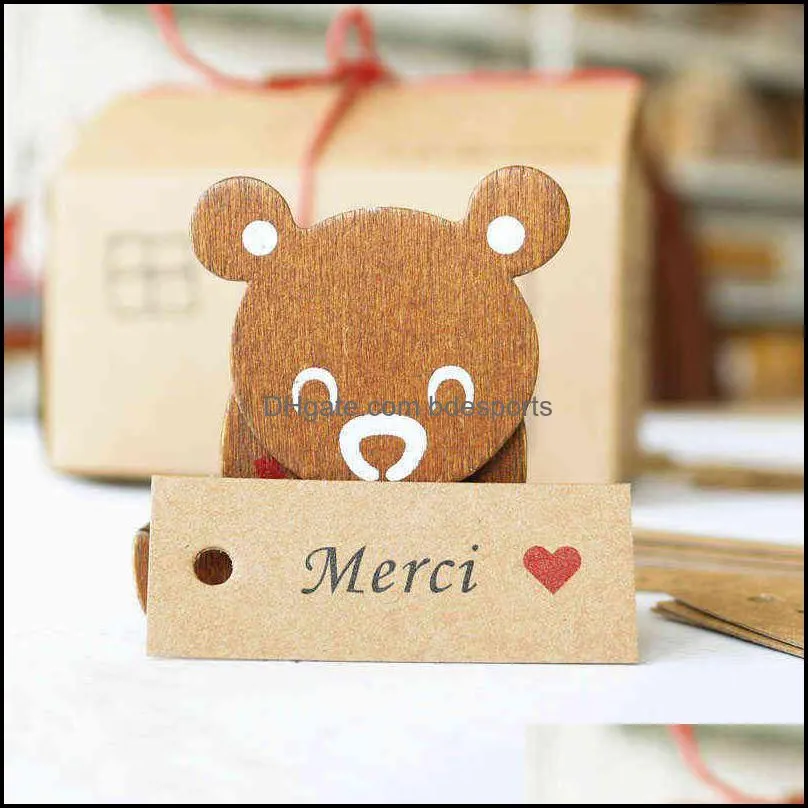 100pcs Kraft Paper Merci Gift Labels Party Decor Thank You Printed Hang Tag Paper Card DIY Label Handmade Clothes Tags Y1230