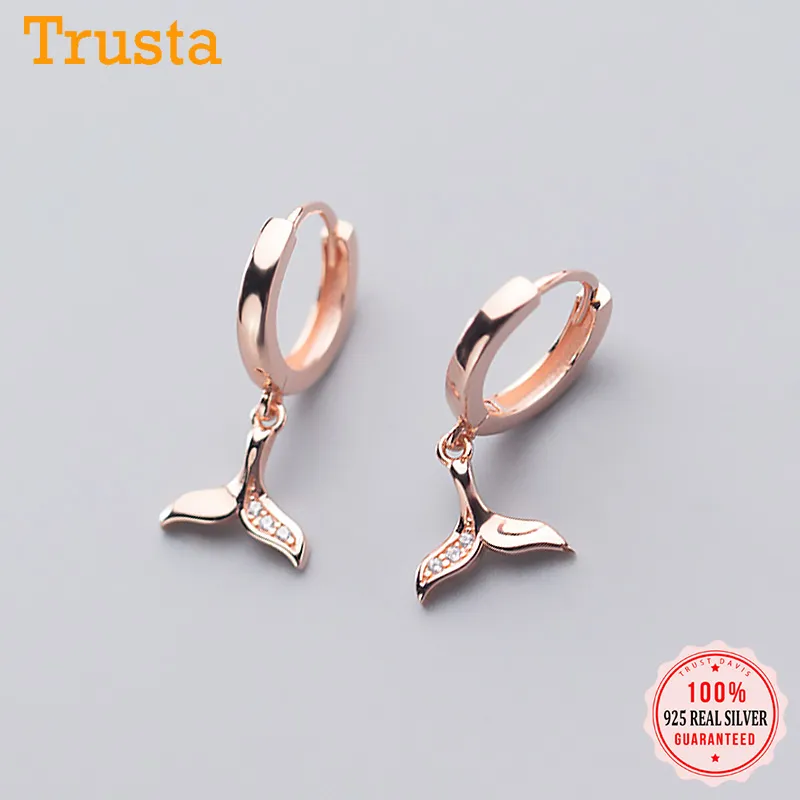 Genuine Fashion 925 Sterling Silver Mermaid Tail Dazzling Hoop Earring For Women Sterling-silver-jewelry Gift