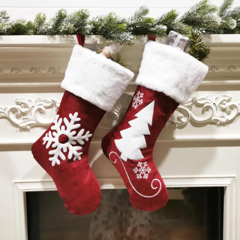 Christmas Stockings Decor Christmas Trees Ornament Party Decorations Santa Snow Elk Design Stocking Candy Socks Bags Xmas Gifts Bag LX3755