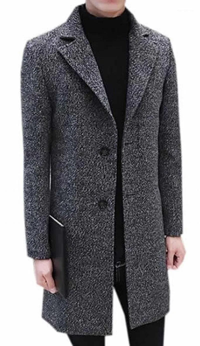 Men's Trench Coats Wholesale- MLG Mens Concise Lapel Mid-long Peacoat Slim Overcoat1