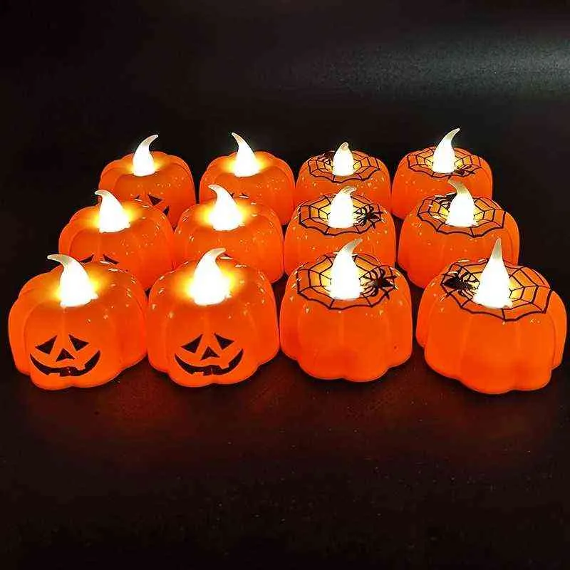 Abóbora de Halloween / Skull Lanterns Decoração adereços Luzes LED Halloween Partido Suprimentos Lanterna Lâmpada Eletrônica Vela Luz H1222