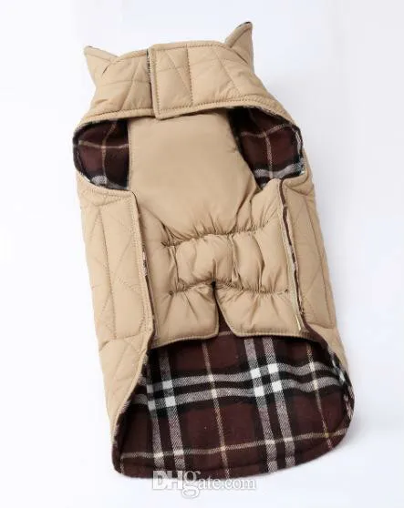 Fashion Plaid Winter Dog Coats Pet Clothes For Small Dog Chihuahua Outdoor Waterproof Large Dog Jacket