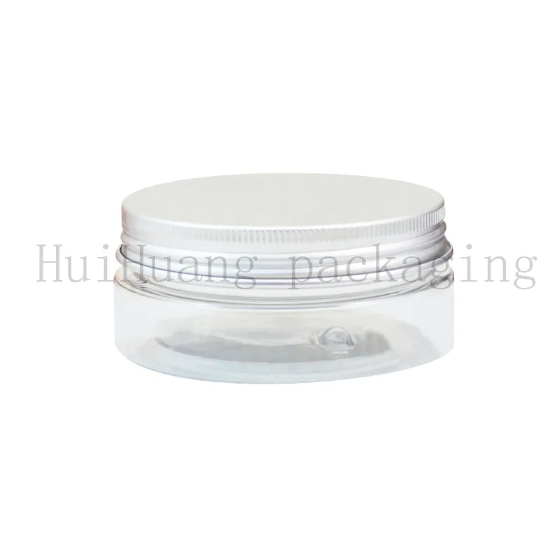 50 Stück 50 ml transparente PET-Cremegläser, Flaschenbehälter mit Aluminiumdeckel, 50 ml klare, leere Plastikdose für die Hautpflege