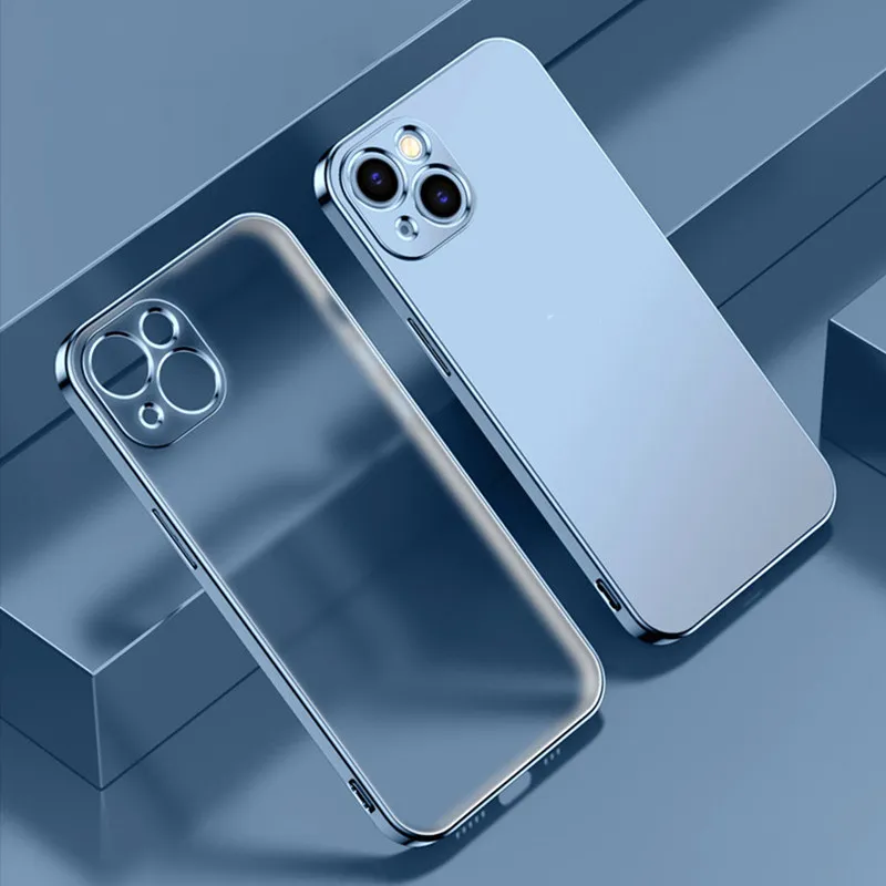 Mobiele telefoon gevallen voor iphone13 mobiele telefoon case galvaniseren rechte rand Apple 12 siliconen beschermhoes 13 pro Max transparant zacht