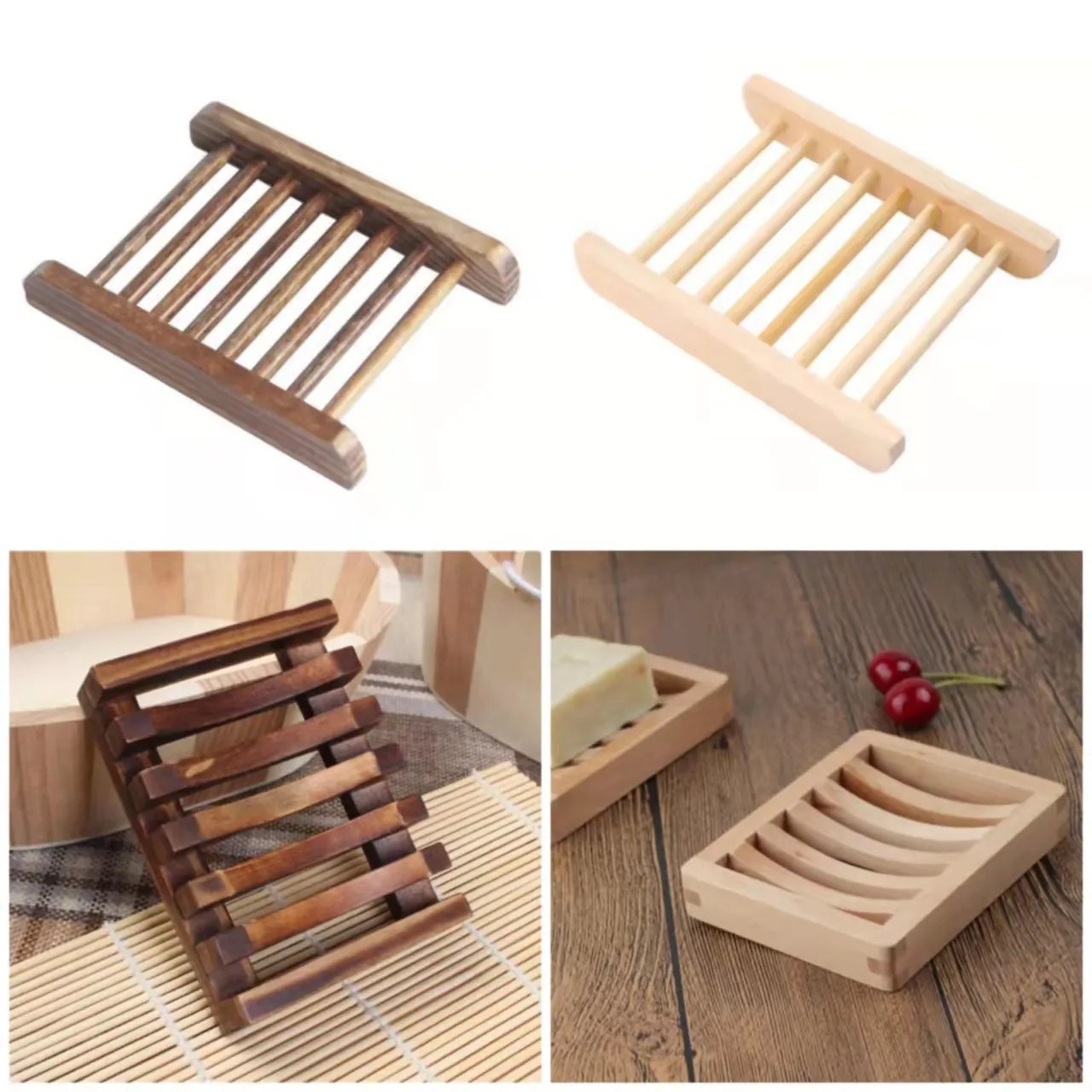 Natürliche Bambus Holz Seifenschale Holz Seifenschale Halter Lagerung Seife Rack Platte Box Container für Bad Dusche Badezimmer DH8888