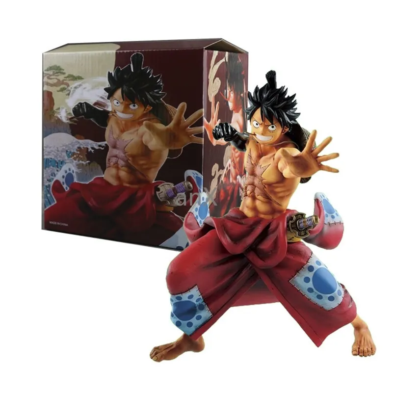 21 cm Anime One Piece Figur Luffy Land of Wano Country Monkey D Luffy Action Figur PVC Collection Modell Leksaker LJ200928