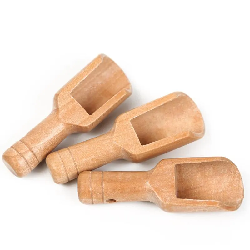 Mini Wooden Scoops Bath Salt Powder Detergent Spoon Candy Laundry Tea Coffee Spoons Kitchen Tool