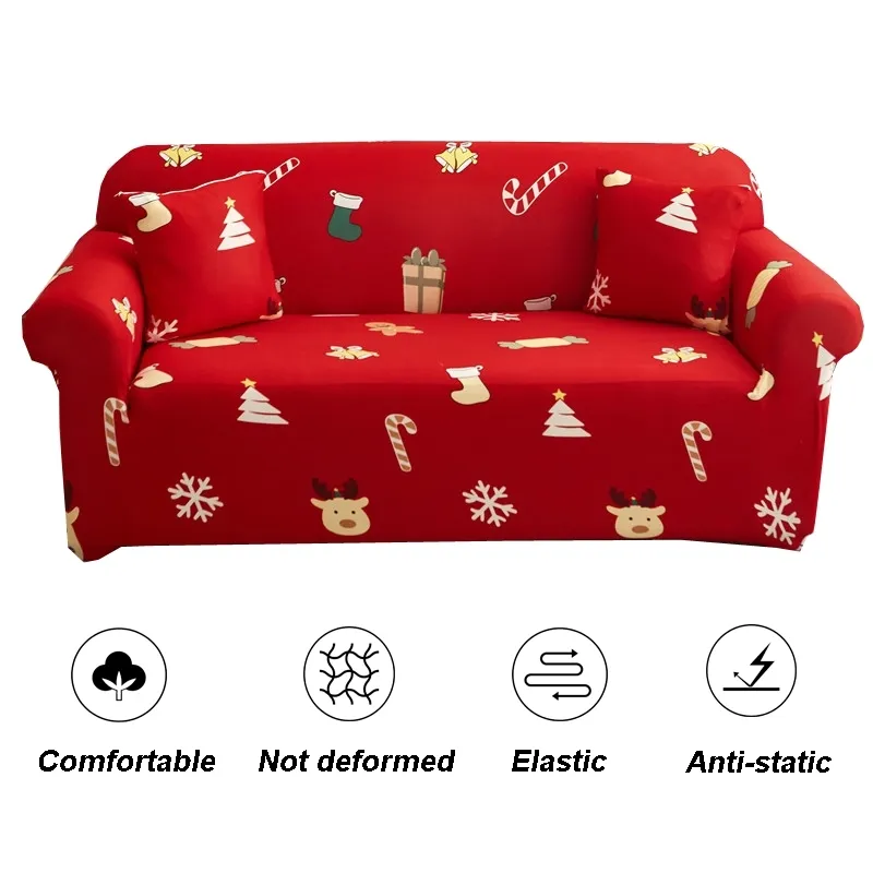 Housse De Canapé D'angle En L Pour Noël - Lavable, Polyester élasthanne - 4 Tailles (S à XL) - Déco Festive Et Protection Meuble - 8
