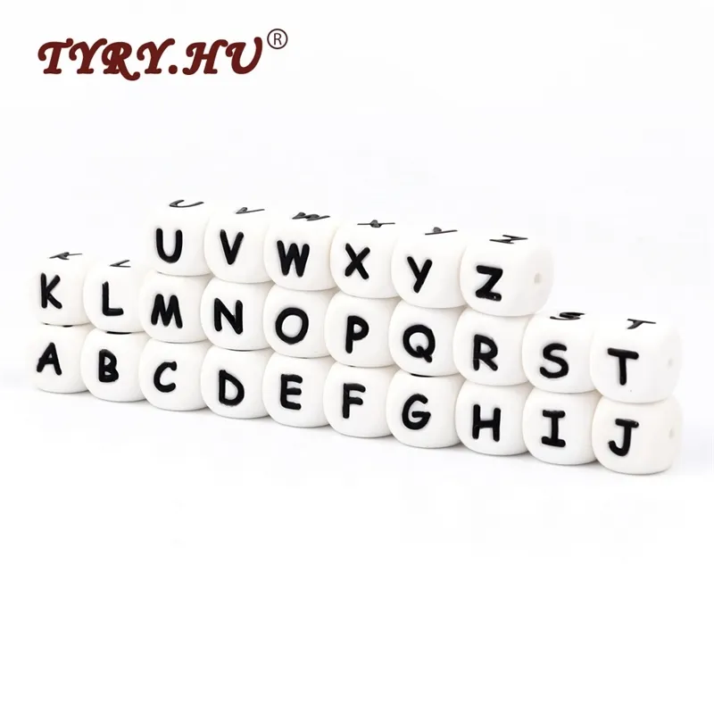 Tyry.hu 60pc Alphabet Silicone Letter Food Grade Baby Demanding Mieteille Perles pour Collier Pacificier Chaîne Bijoux Faire un jouet sûr Y200730