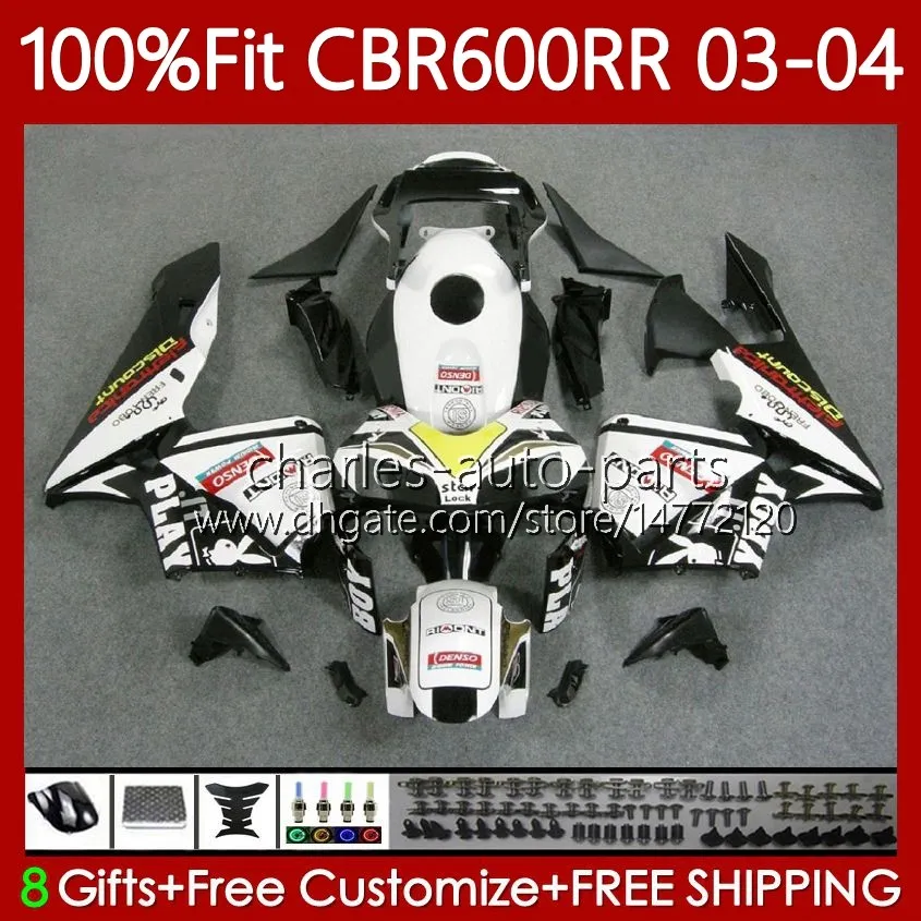 OEM BODY FÖR HONDA CBR 600RR 600F5 600CC 03-04 karosseri 71NO.53 CBR 600 RR F5 CC CBR600RR 03 04 CBR600F5 CBR-600 CBR600 RR 2003 2004 Injektionsmöbler Fairings vit blank