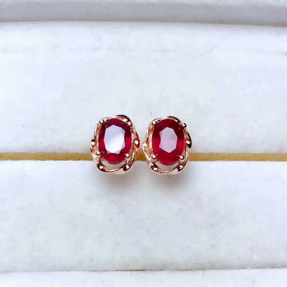 Natural New Blood Ruby Gemstone earrings for Women Real 925 Sterling Silver