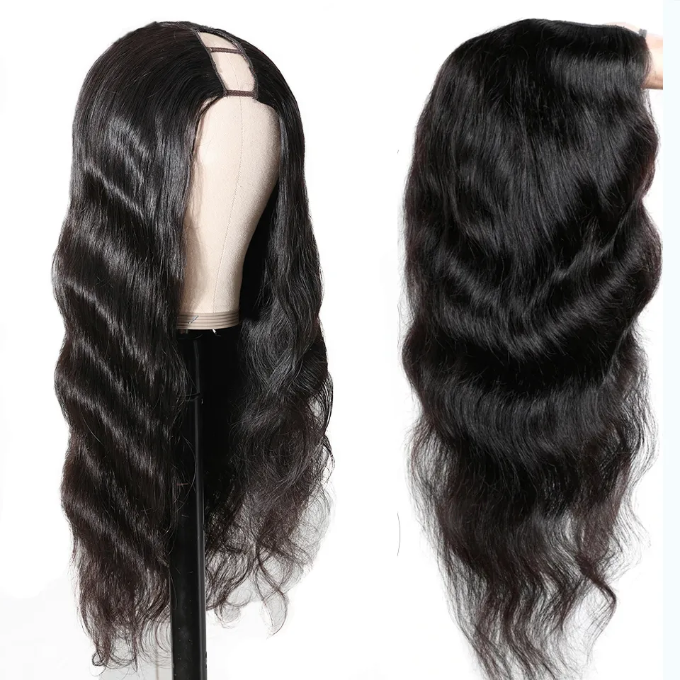 Объемная волна, U-образные парики, парики из человеческих волос, бесклеевые бразильские парики, 150% для женщин, натуральный цвет, машинный парик