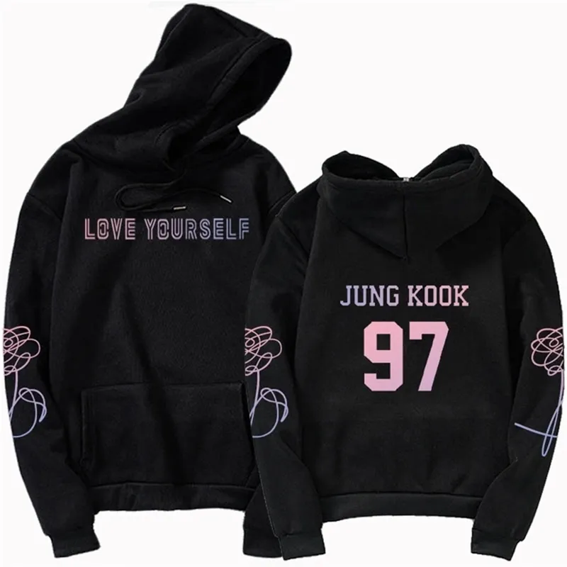 Jungkook Sweat à capuche unisexe Kpop Jung Kook Sweats à capuche 97 Sweat-shirt Love Yourself KPOP Sweat à capuche XL pour Casual Harajuku Kpop Hoody 201212