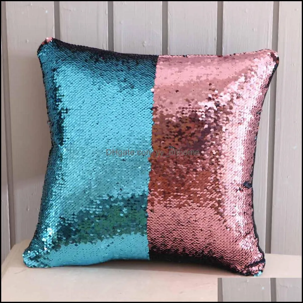 Mermaid Sequin Cushion Cover Magical Throw Pillowcase 40X40cm Color Changing Reversible Pillow Case For Home Decor