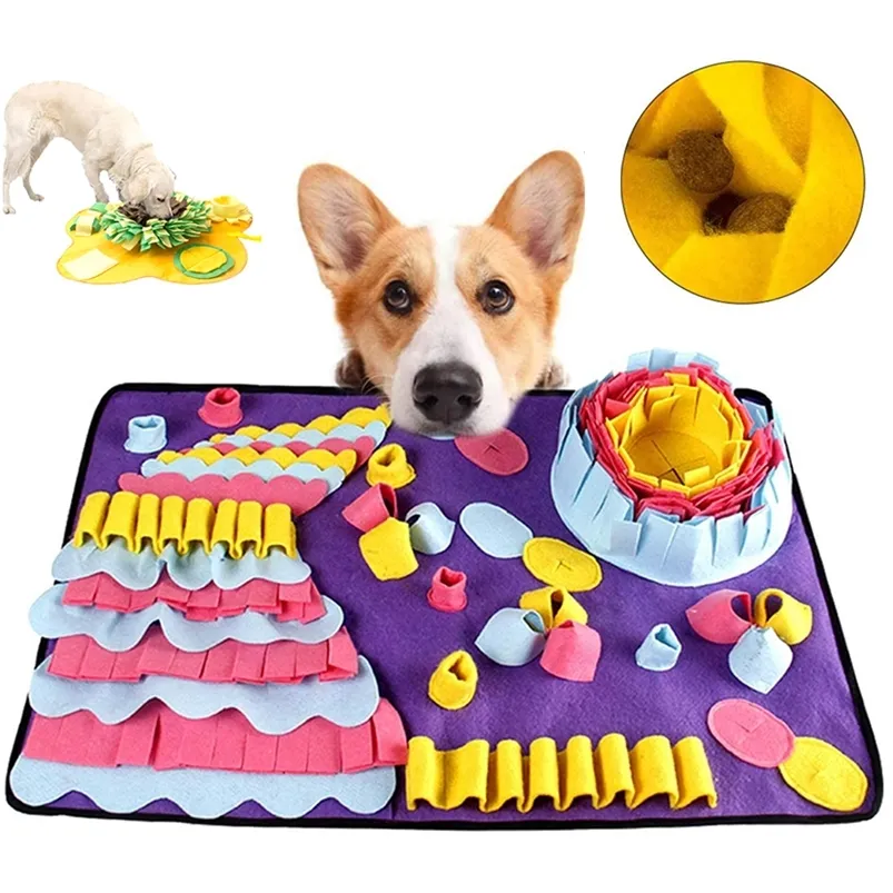 Dog Snuffle Pet Cat Slow Feeding Puzzle Leak Food Training Nosework Blanket Activity Mat for Foraging Skill 201223