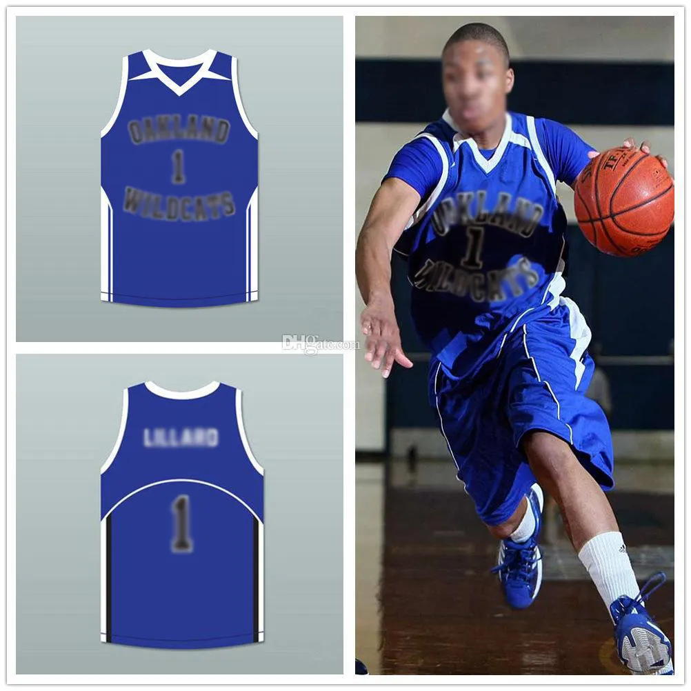 Damian Lillard Oakland High School Wildcats Retro Basketball Jersey Hommes Cousu Personnalisé Tout Numéro Nom Maillots