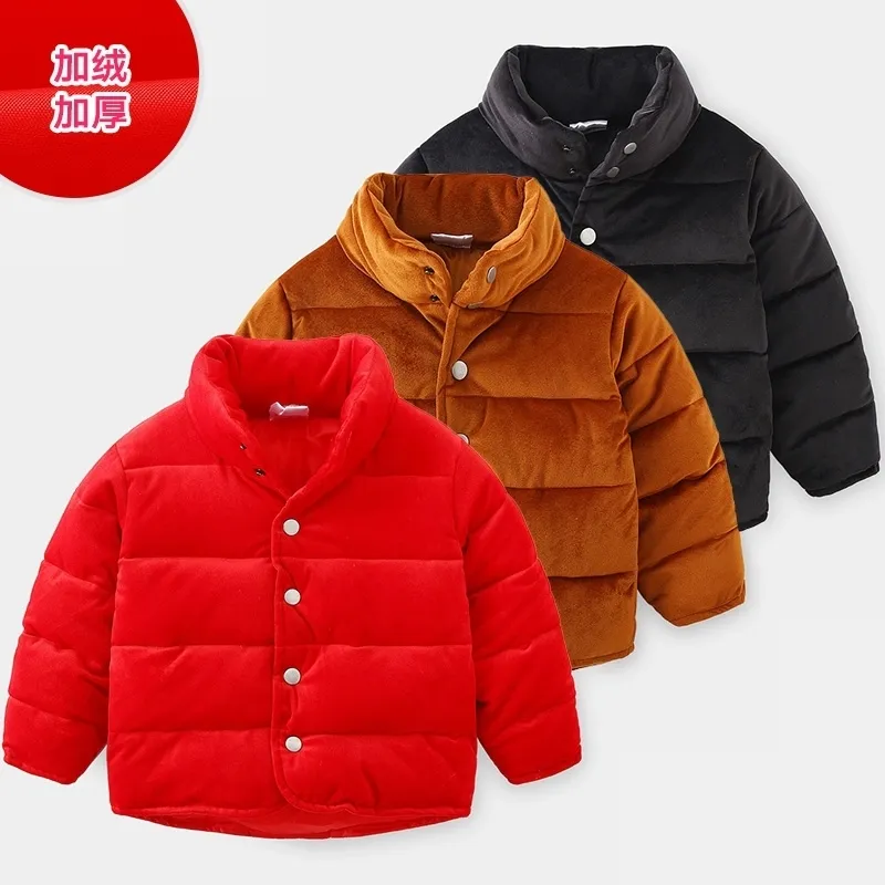 Baby Down Manteaux 2019 Hiver Nouveaux Vestes solides pour enfants Mode Chaud Manteaux épais Enfant Garçons Parkas Enfants Plus Vestes de velours LJ201125