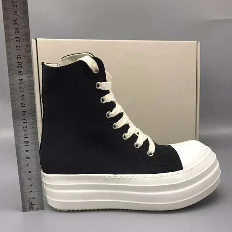 Black Women Ankle Boots Thick Sole Shoes Breathable Platform Fashion Sneakers Autumn High Top Womens Shoes Canvas 20#25/20D50