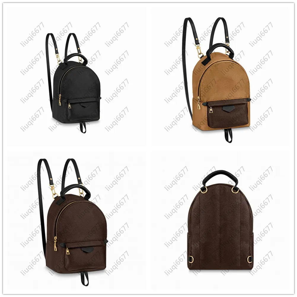 Genuine Leather Backpack Purse for Women Mini Flower Palm Springs Style Solid Color Zipper Closure Unisex
