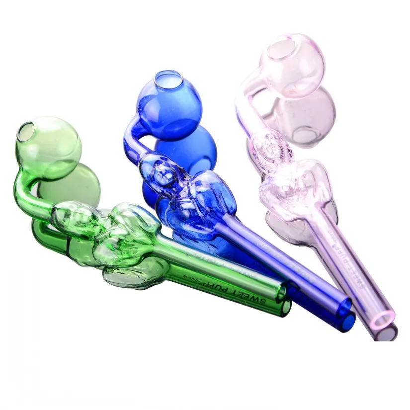 14cm longueur crâne verre tuyau de brûleur à mazout bongs d'eau accessoires de fumer capiteux dab plates-formes herbe tuyau de fumée narguilés chicha