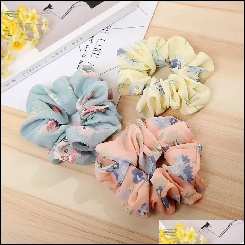 50pcs Floral Flamingo Solid Houndstooth Design Women Hair Tie Accesorios Scrunchie Ponytail Hair Holder Rope scrunchy basic Hair band