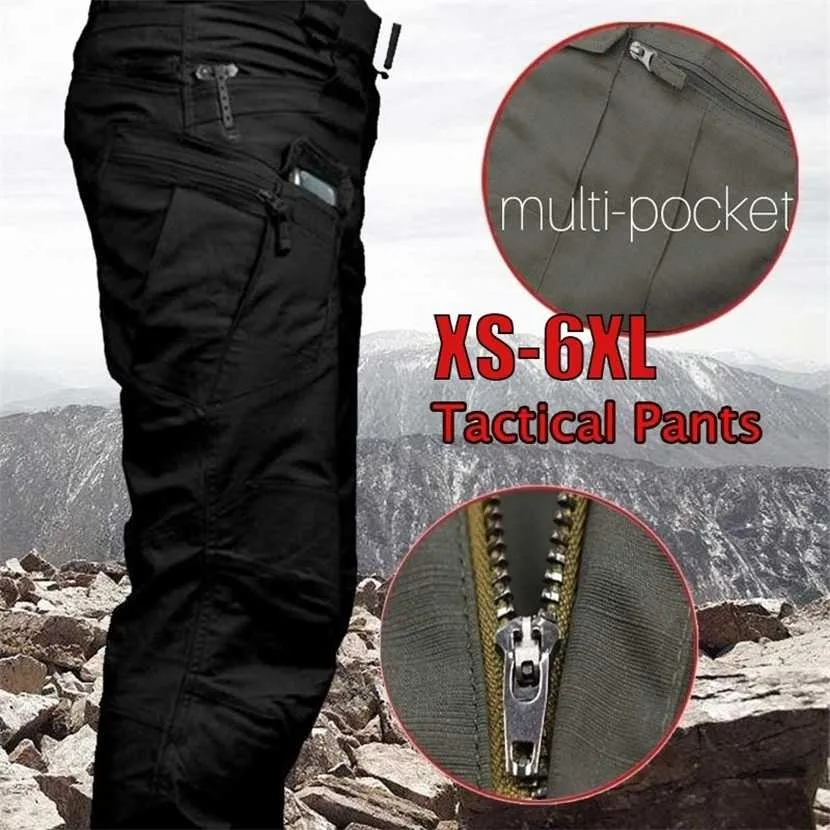 Men Tactical Pants Cargo Outdoor Camping Multiple Pocket Elasticity Casual Pant Military Urban Trouser Plus Size 220122